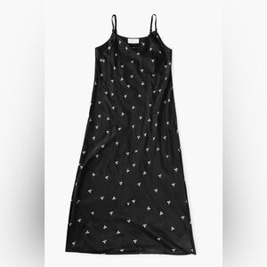 Black Satin Bow Print Slip Dress – XXL – New With Tags